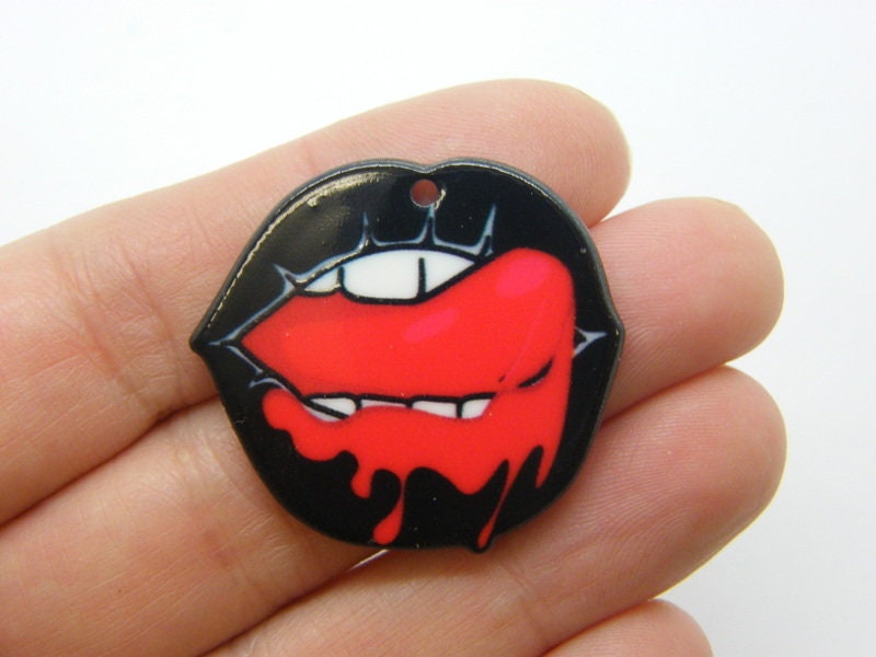 2  Bloody lips mouth pendants acrylic HC209