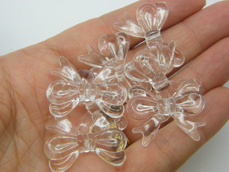 20 Bow beads clear transparent acrylic CT222