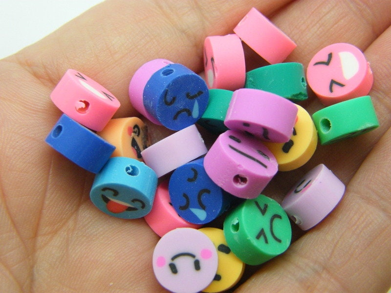 30 Face beads random mixed polymer clay M169 - SALE 50% OFF