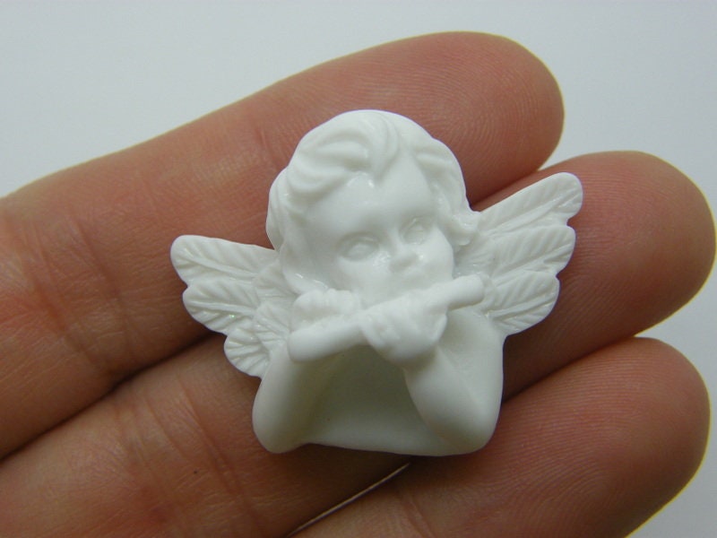 8 Angel cupid embellishment cabochons white AW92