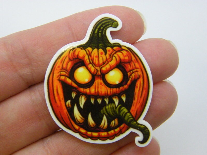 4 Evil pumpkin Halloween embellishment cabochon resin HC964