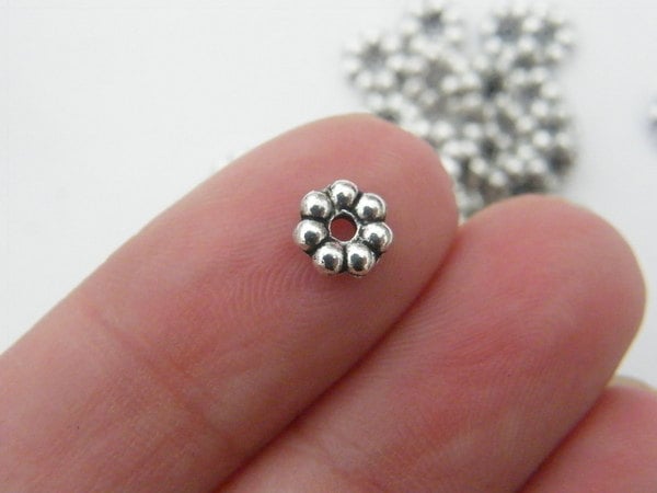 50 Spacer beads 6mm antique silver tone FS252