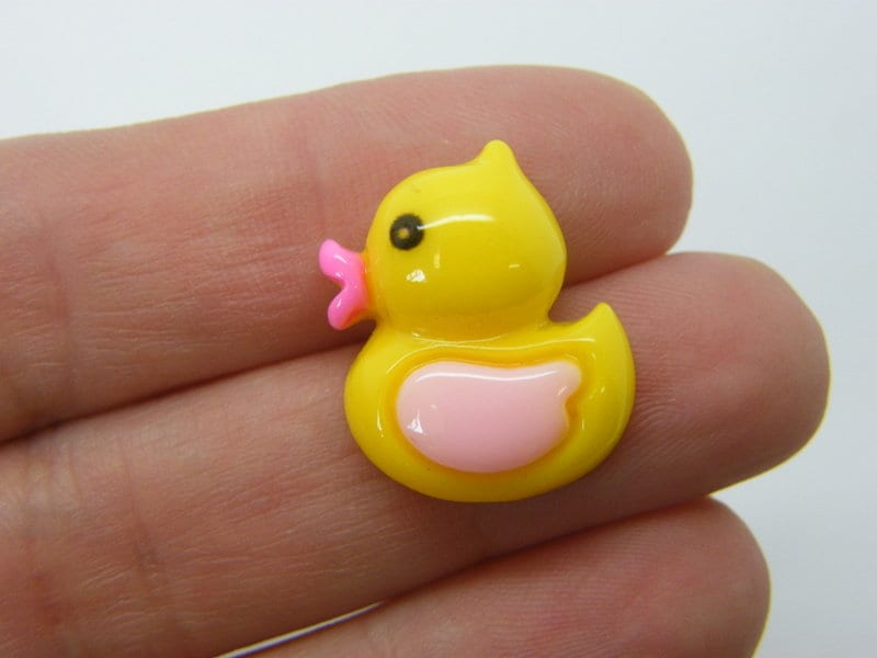 12 Rubber duck embellishment cabochons yellow resin P549