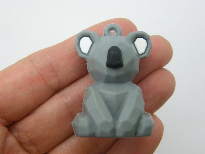 4 Koala pendants grey PVC plastic A