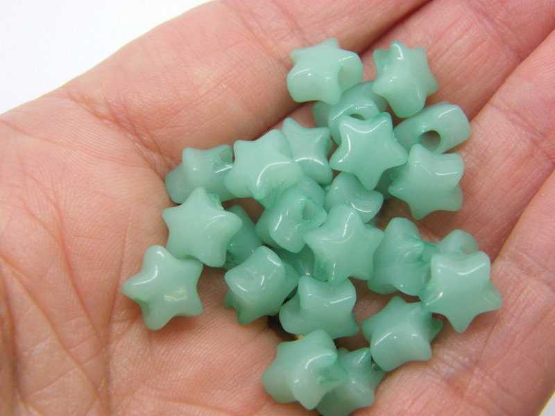 100 Aquamarine imitation jelly star beads plastic AB775