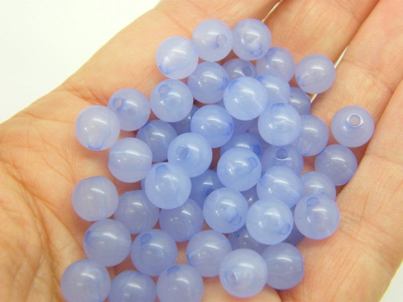 100 Purple imitation jelly beads 8mm plastic AB779