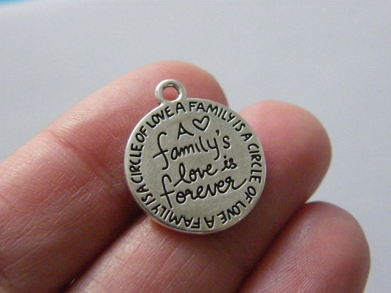 BULK 50 A family's love is forever charms antique silver tone M215