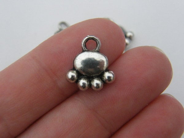 10  Paw  charms antique silver tone A476