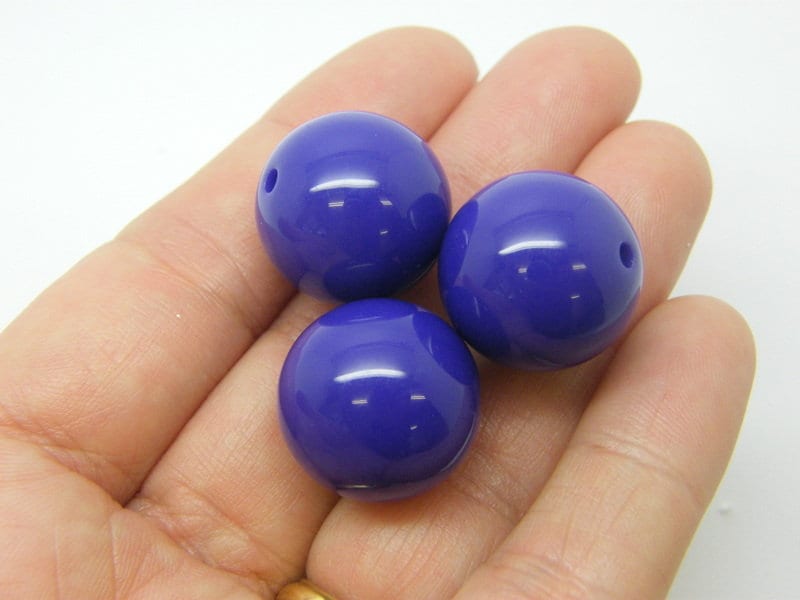10 Dark purple 20mm bubblegum bead acrylic AB803 - SALE 50% OFF