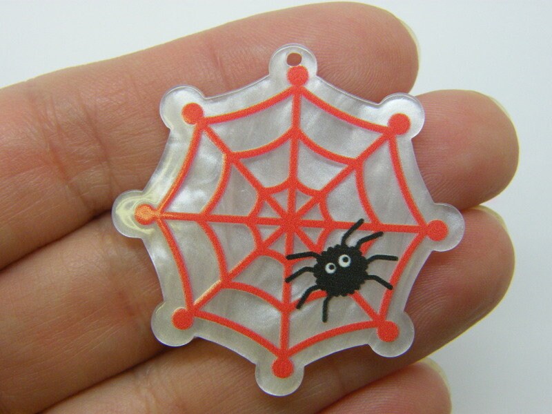 2 Spider spiderweb pendants acrylic HC974