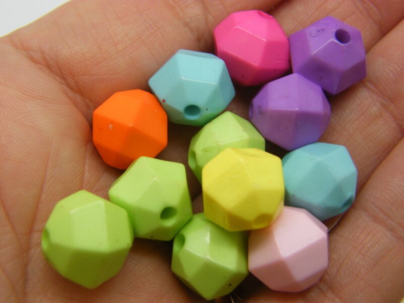 50 Faceted beads random mixed 10mm acrylic BB476  - SALE 50% OFF