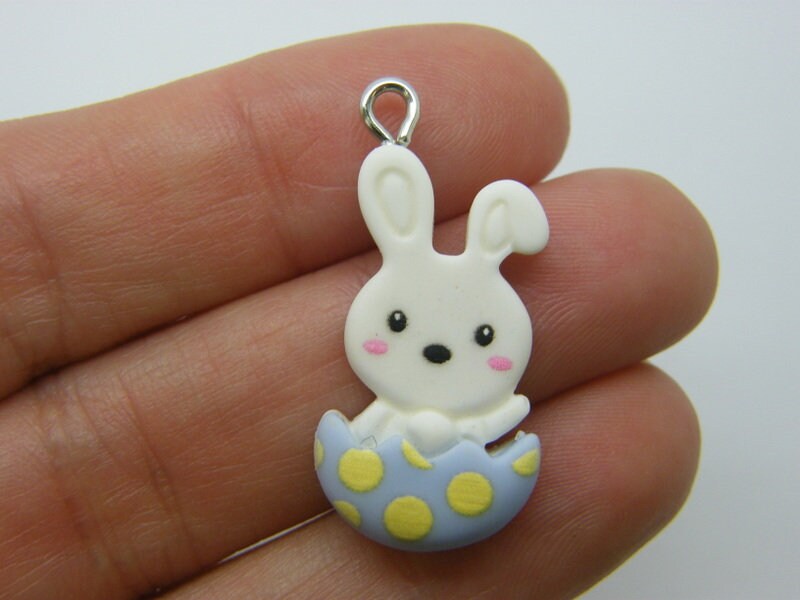 4 Easter bunny Easter egg charms resin P840