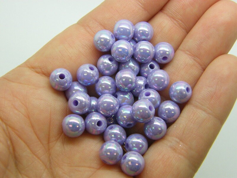 100 Lilac purple beads 8mm AB acrylic AB773