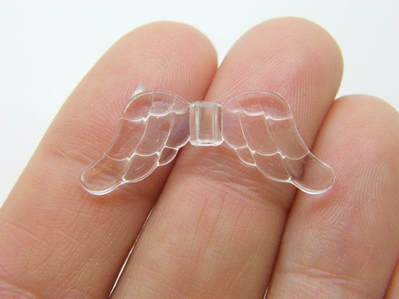 50 Angel wing spacer beads clear acrylic AB581 - SALE 50% OFF