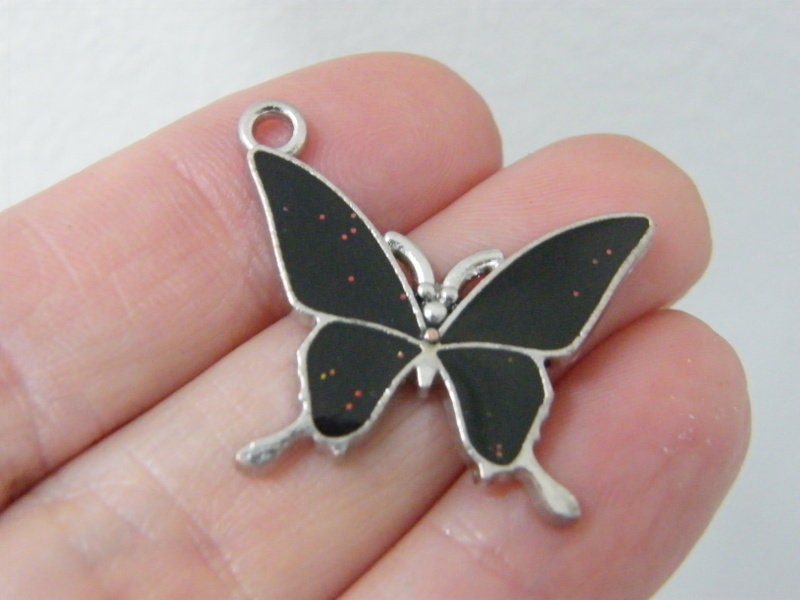 2 Mood changing butterfly changes colour with different temperature charms silver tone A352