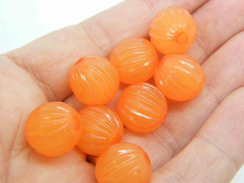 30 Orange corrugated imitation jelly beads plastic AB788  - SALE 50% OFF