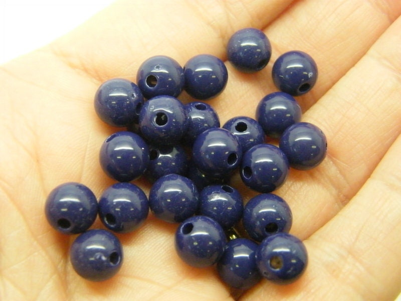 100 Dark purple blue 8mm beads acrylic AB818 - SALE 50% OFF