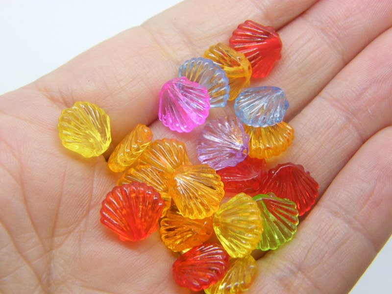 100 Shell beads random mixed transparent acrylic AB827