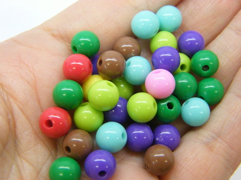 100 Beads random coloured 8mm acrylic AB824