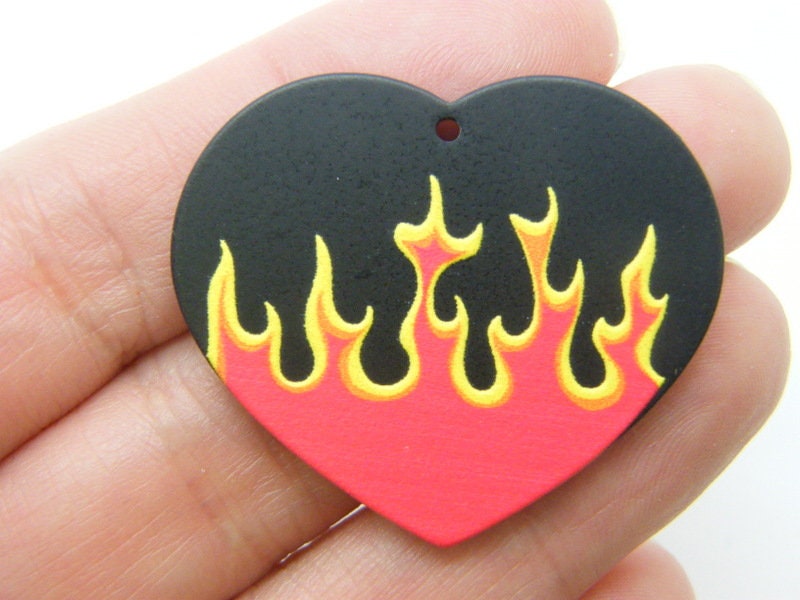 2 Heart flame pendants acrylic H321