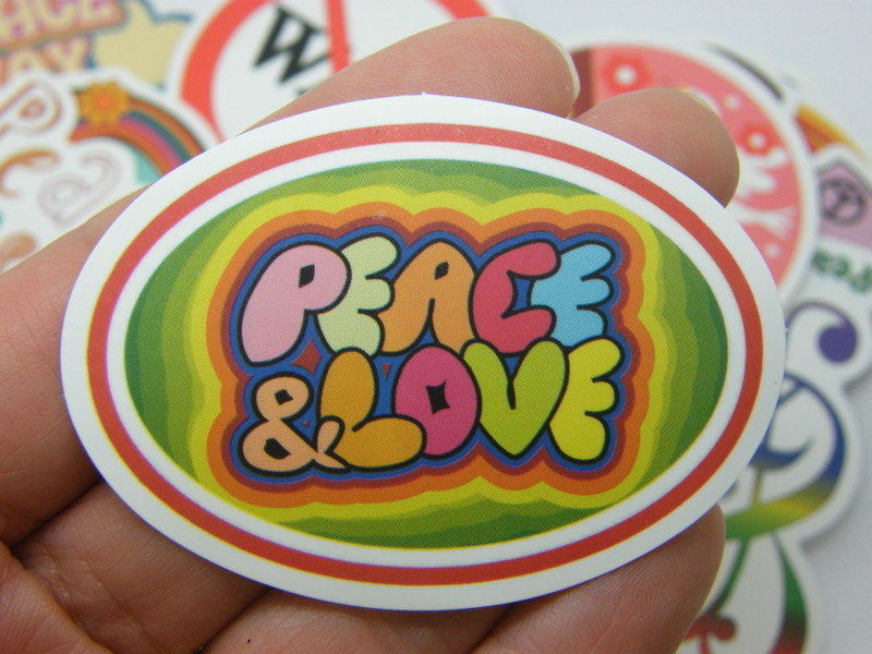 50 Peace themed stickers random mixed paper 46