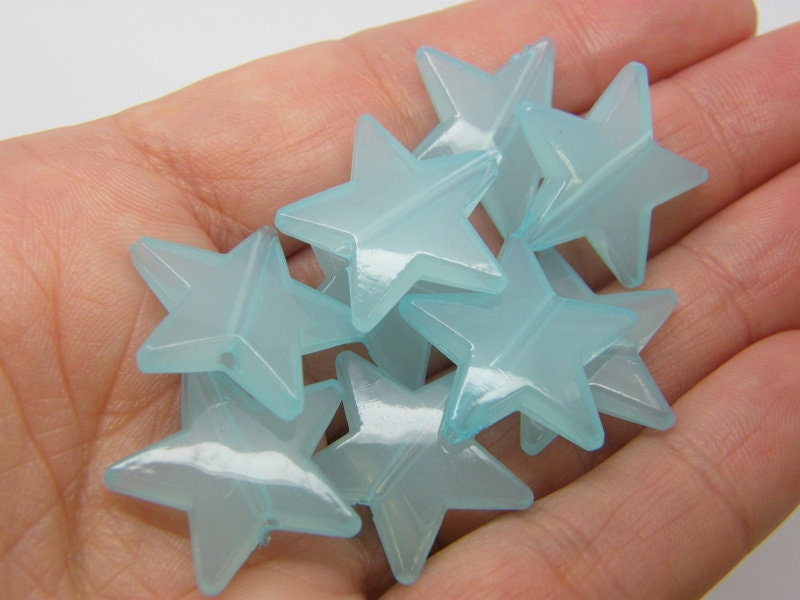40 Blue imitation jelly star beads plastic AB794