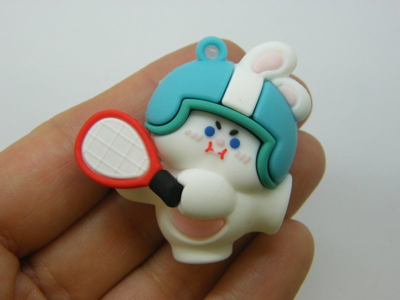 2 Rabbit badminton pendants white PVC plastic SPa - Sale 50% Off