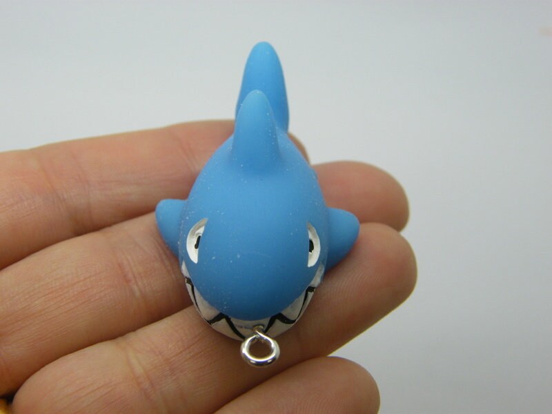 4 Shark pendants blue resin FF  - SALE 50% OFF