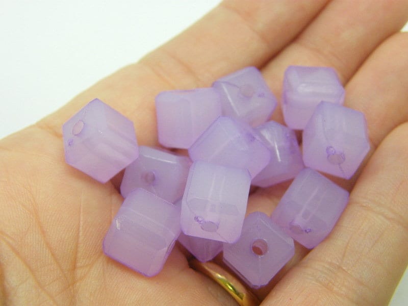 40 Lilac purple imitation jelly beads cube plastic AB740