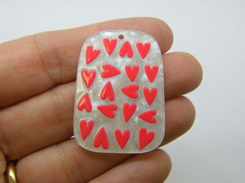 4 Hearts pendants acrylic H227