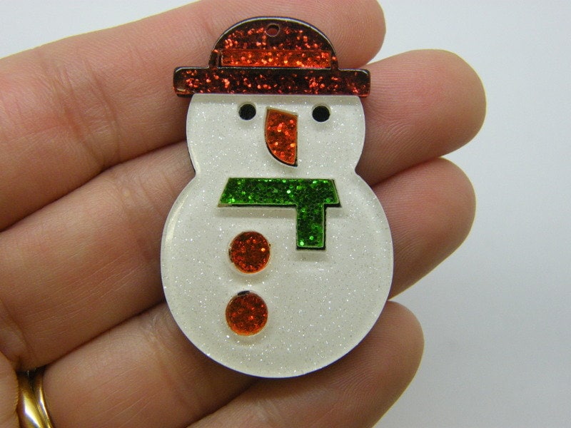 2  Snowman Christmas pendants acrylic CT380