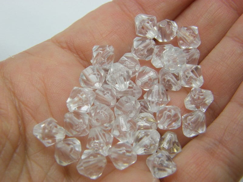 140 Faceted bicone beads clear  8 x 8mm acrylic AB624