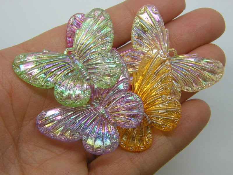 6 Butterfly pendants random mixed acrylic A841
