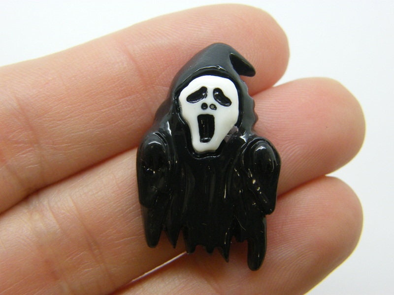 12 Grim reaper ghost embellishment cabochons black white resin HC653