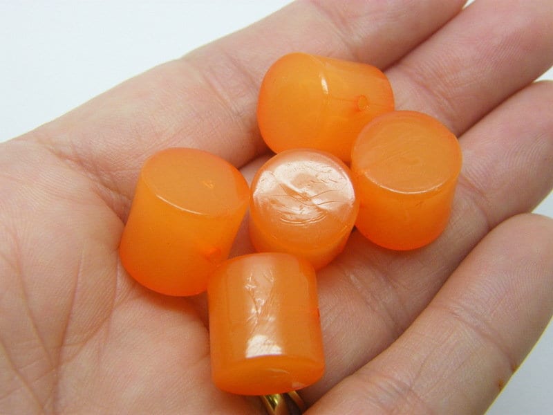 20 Orange imitation jelly barrel beads plastic AB831 - SALE 50% OFF