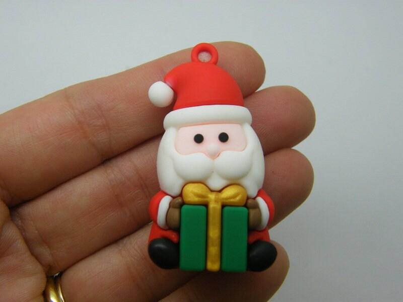 4 Santa Father Christmas pendants PVC plastic 03