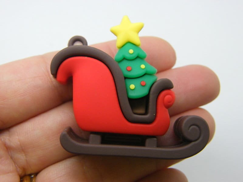 4 Christmas sleigh pendants PVC plastic 14