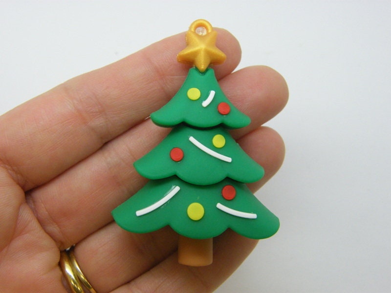 4 Christmas tree pendants PVC plastic 18