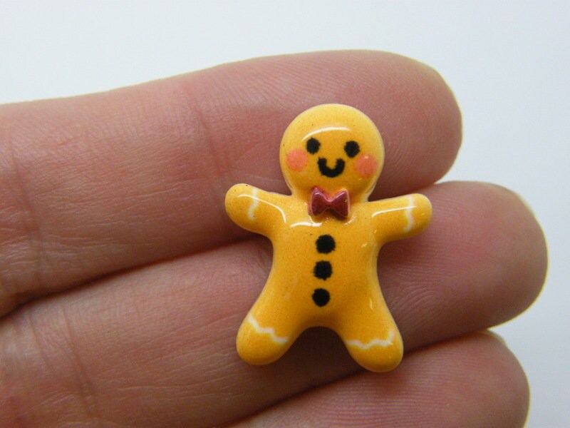 10 Gingerbread man embellishment cabochons resin CT160