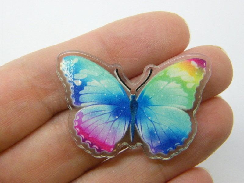 2 Butterfly rainbow pendants acrylic A467