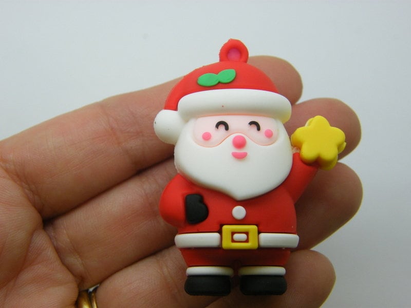 2 Santa Father Christmas pendants PVC plastic 20