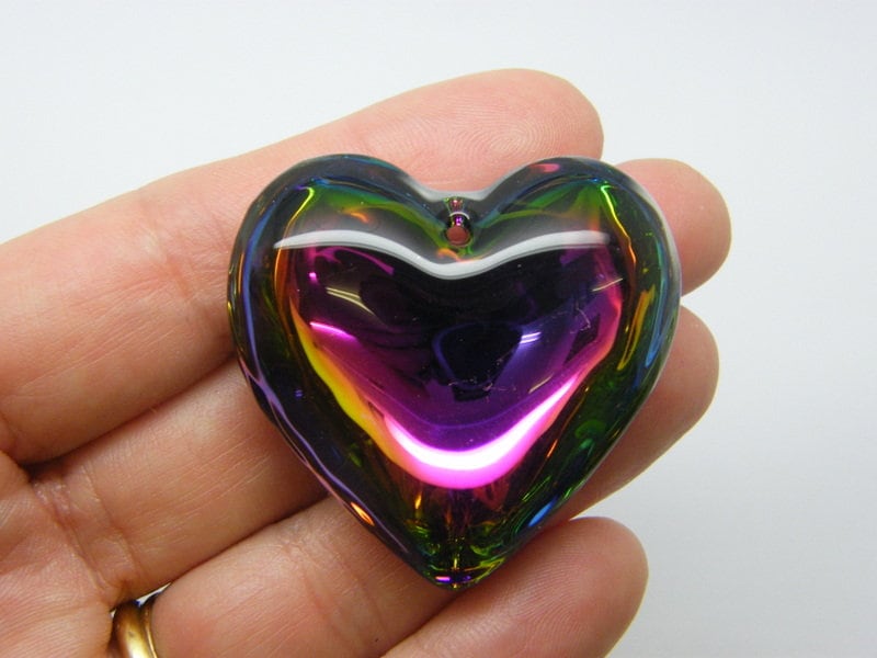 1 Heart pendant colourful glass H44