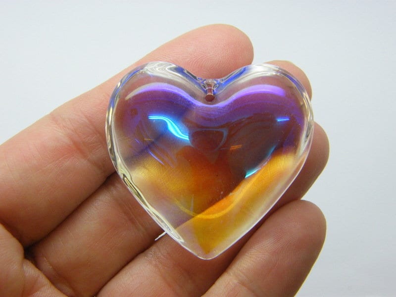 1 Heart pendant clear AB glass H140