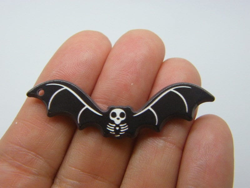 2 Bat skeleton pendants acrylic HC1043