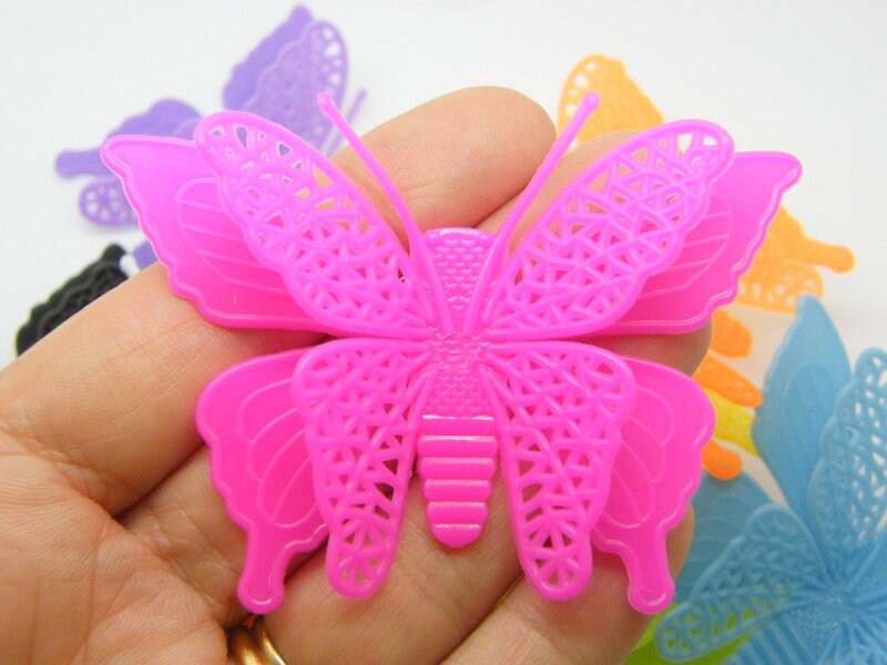 10 Butterfly embellishment cabochon RANDOM MIXED acrylic A