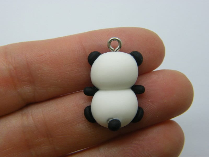 8  Panda back charms black white resin A1237