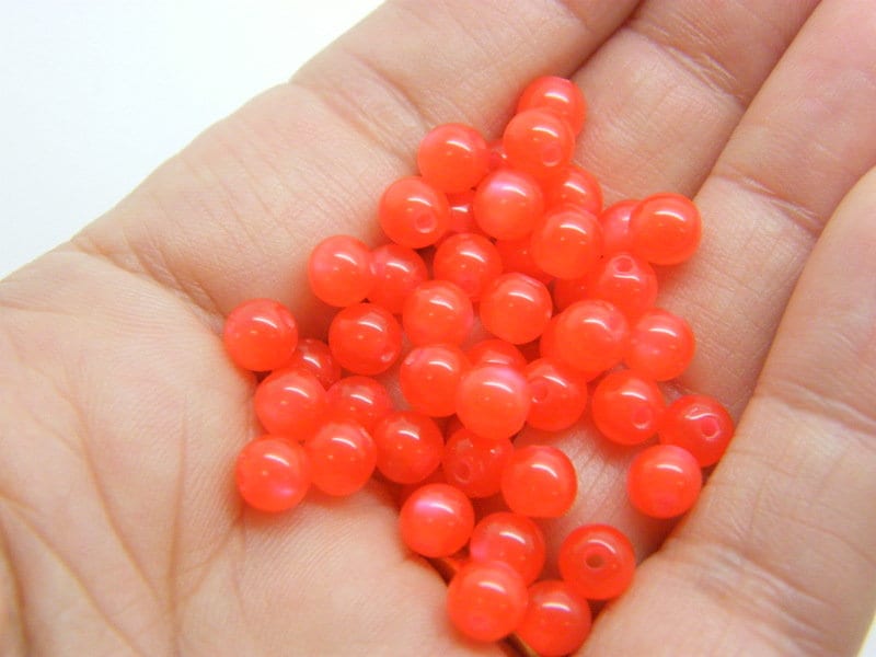 100 Cat's eye beads 6mm watermelon resin AB838