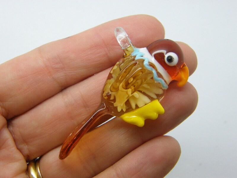 1 Parrot pendant orange handmade lamp work glass B