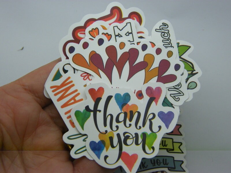50 Thank you themed stickers random mixed paper