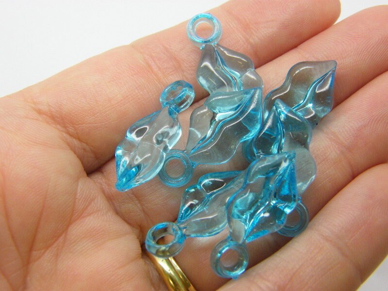 50 Mouth lips kiss charms blue acrylic P757  - SALE 50% OFF